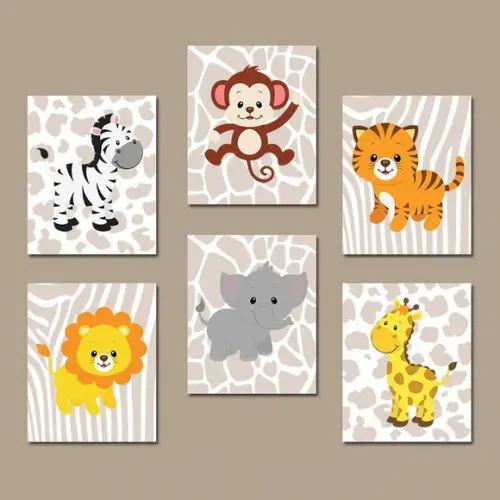 Kit 6 Placas Decorativas Zoo Safari MDF 05
