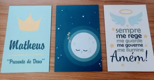 Kit 3 Placas Decorativas Nome, Lua, Frase