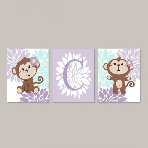 Kit 3 Placas Decorativas Macaquinhos MDF 01