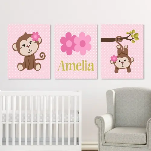 Kit 3 Placas Decorativas Macaquinhos MDF 03