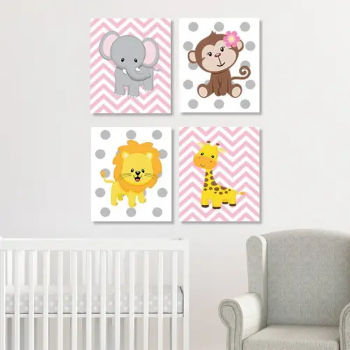 Kit 4 Placas Decorativas Zoo Safari MDF 04