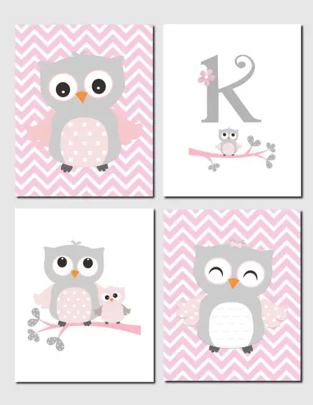 Kit 4 Placas Decorativas Corujihas MDF 04