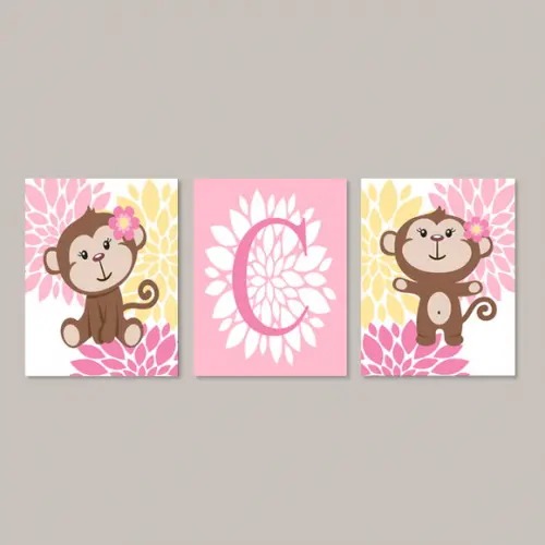 Kit 3 Placas Decorativas Macaquinhos MDF 02