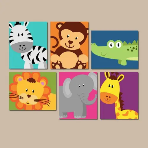 Kit 6 Placas Decorativas Zoo Safari MDF 04