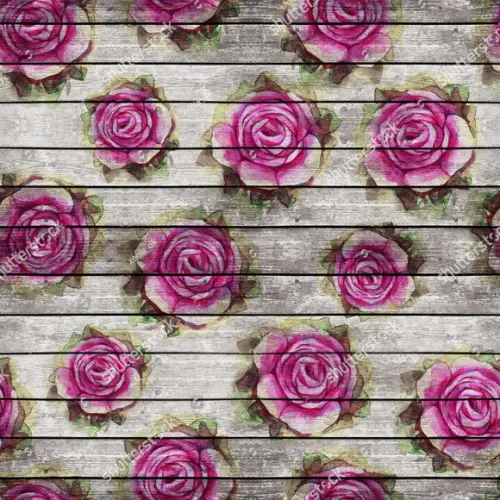 Papel de parede Madeira Rosas