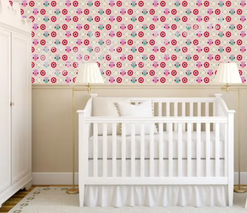 Papel de Parede Vinílico Coruja Flor
