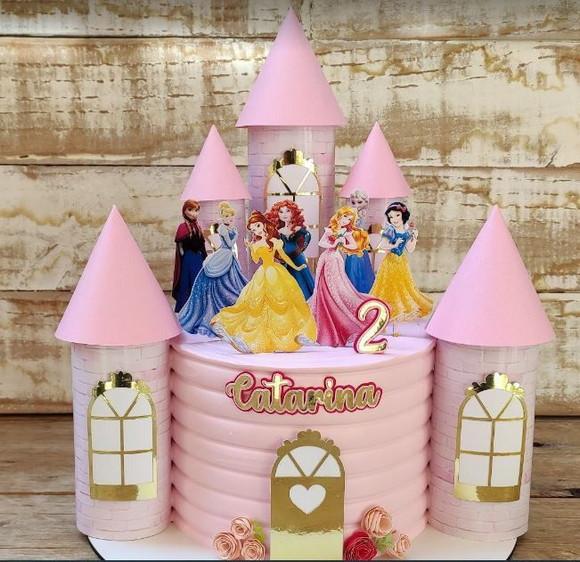 Arquivo de Corte Topo de Bolo Castelo Princesas