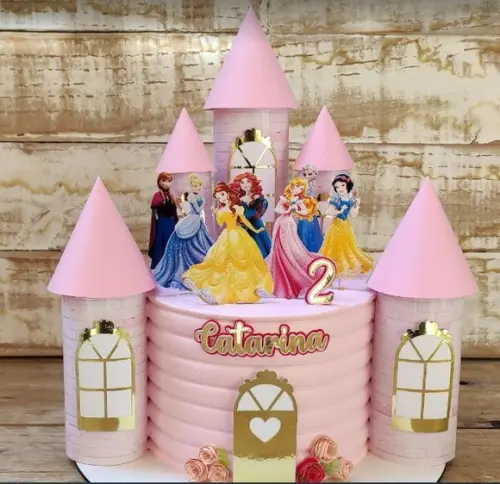 Arquivo de Corte Topo de Bolo Castelo Princesas