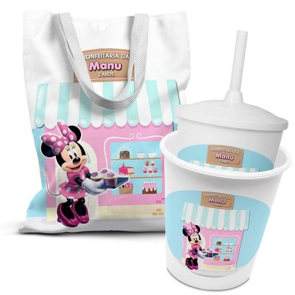 Kit Sacolinha +copo +balde Pipoca Minnie Confeiteira