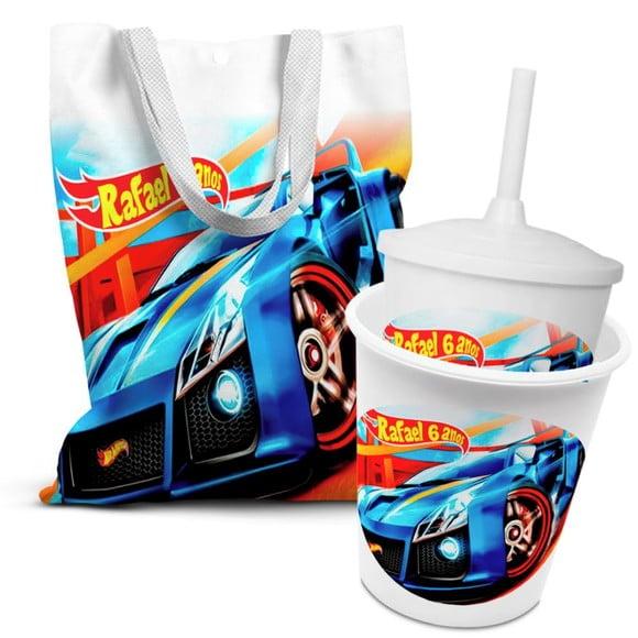 Kit Sacolinha +copo +balde Pipoca Hot Wheels