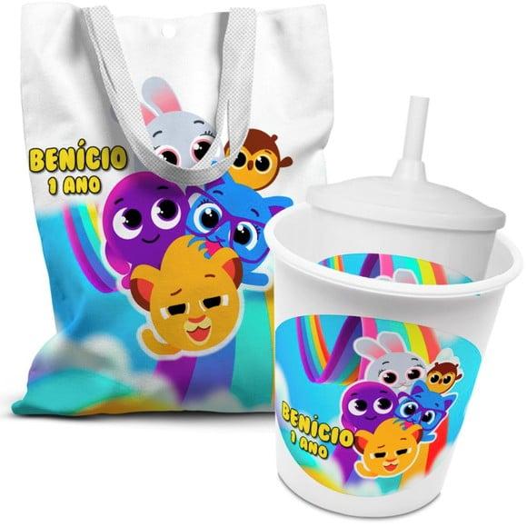 Kit Sacolinha +copo +balde Pipoca Bolofofos