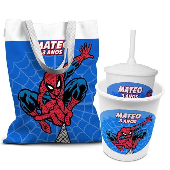 Kit Sacolinha +copo +balde Pipoca Homem Aranha