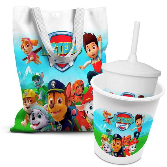 Kit Sacolinha +copo +balde Pipoca Patrulha Canina