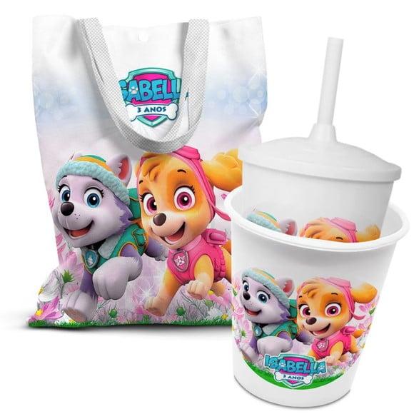 Kit Sacolinha +copo +balde Pipoca Patrulha Canina Menina