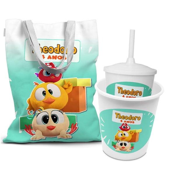 Kit Sacola +copo +balde Festa Chicky