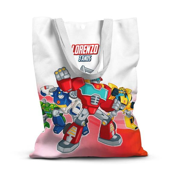 Sacolinha de Tecido para Festa Transformers Rescue Bots