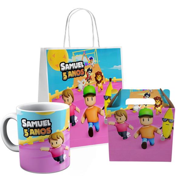 Kit Festa Caneca Caixinha e Sacolinha Stumble Guys