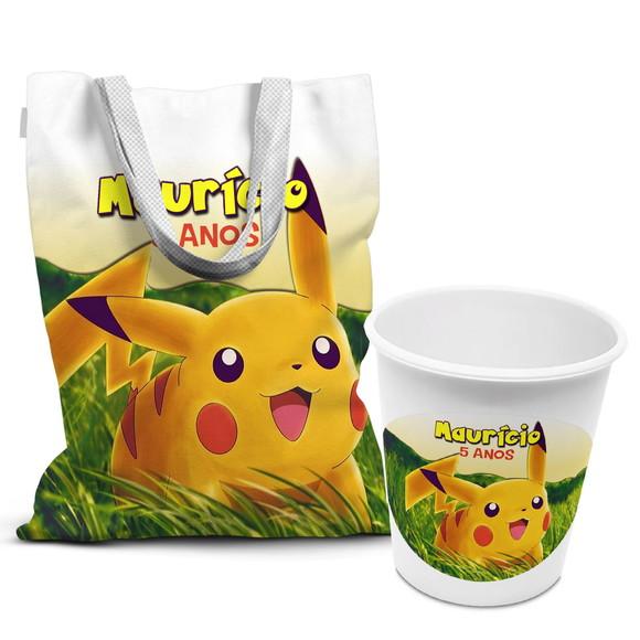 Kit Sacolinha +balde de Pipoca Pokemon Pikachu