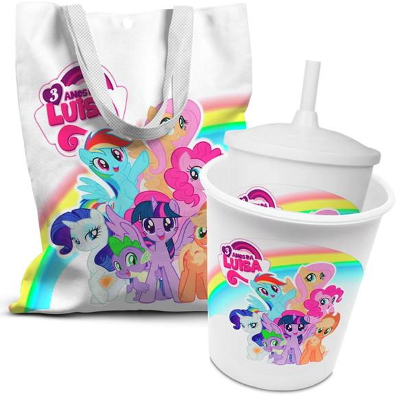 Kit Sacolinha +copo +balde Pipoca My Little Poney