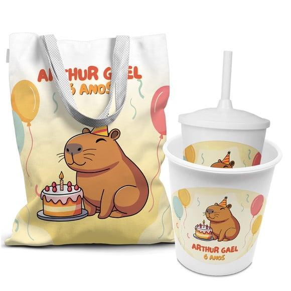 Kit Festa Sacolinha +copo +baldinho Capivara