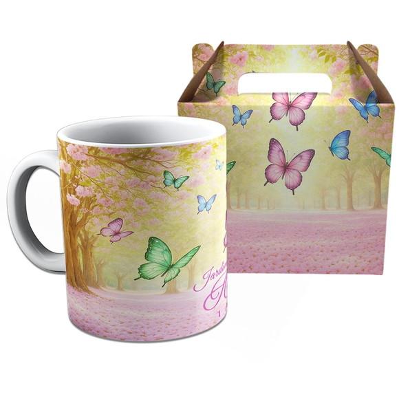 Kit Caneca na Caixinha para Festa Jardim das Borboletas