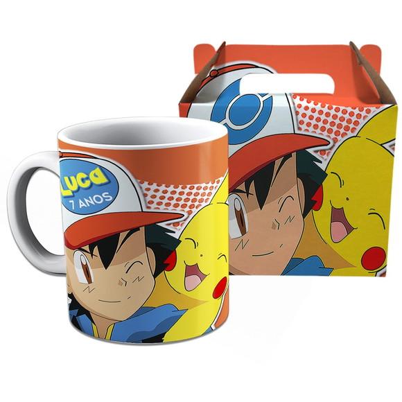 Kit Caneca na Caixinha para Festa Pokemon Pikachu