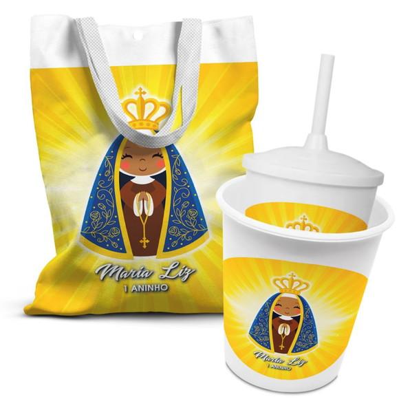Kit Sacolinha +copo +balde Pipoca Nossa Senhora