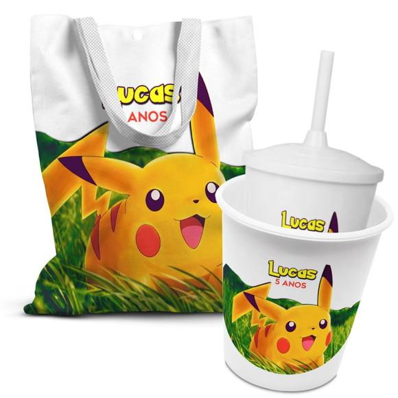 Kit Sacolinha +copo +balde Pipoca Pokemon Pikachu 2