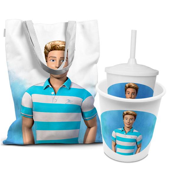 Kit Sacola +copo +balde Festa Barbie Ken