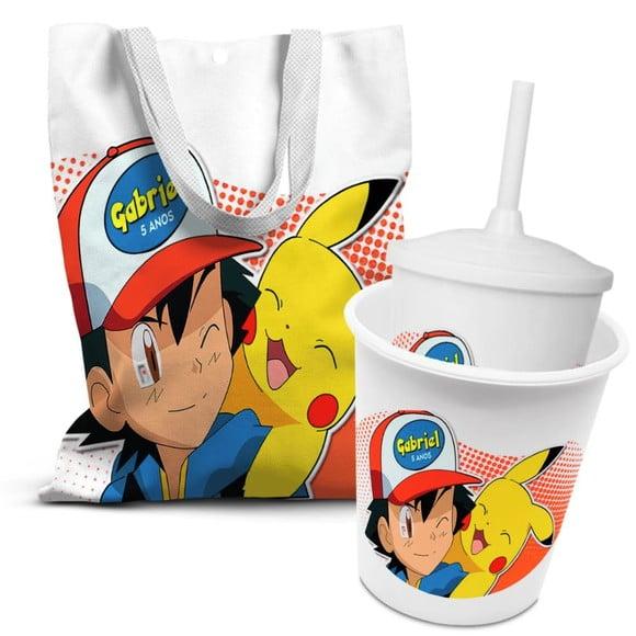 Kit Sacolinha +copo +balde Pipoca Pokemon Pikachu 3