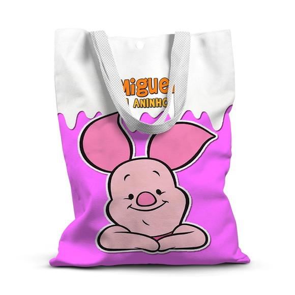 Sacolinha de Tecido para Festa Leitão-pooh