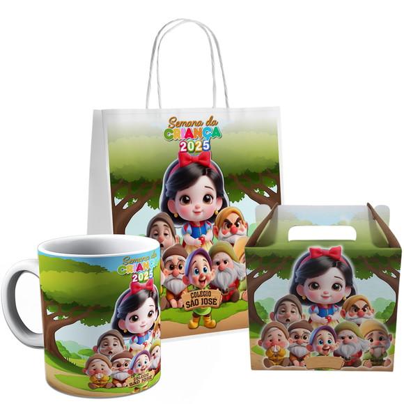 Kit Festa Caneca Caixinha e Sacolinha Festa Branca de Neve 5