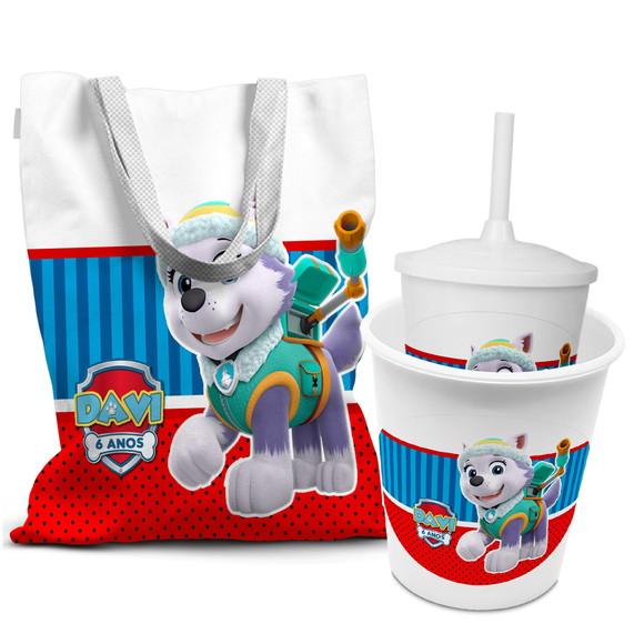 Kit Sacola +copo +balde Festa Patrulha Canina Everest