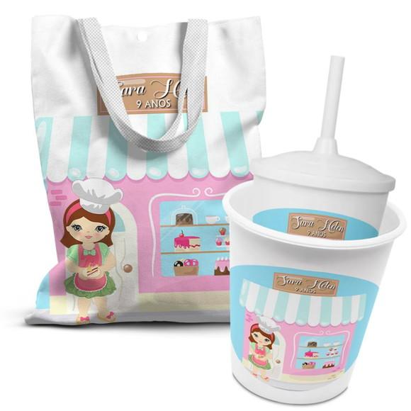 Kit Sacolinha +copo +balde Pipoca Confeitaria 2