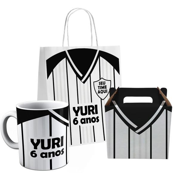 Kit Festa Caneca Caixinha e Sacolinha Meu Time de Futebol 1