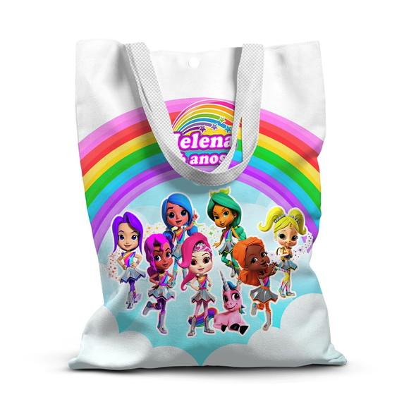 Sacolinha de Tecido para Festa Rainbow Rangers