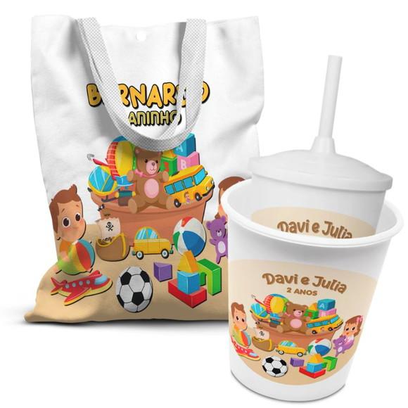 Kit Sacolinha +copo +balde Pipoca Brinquedos