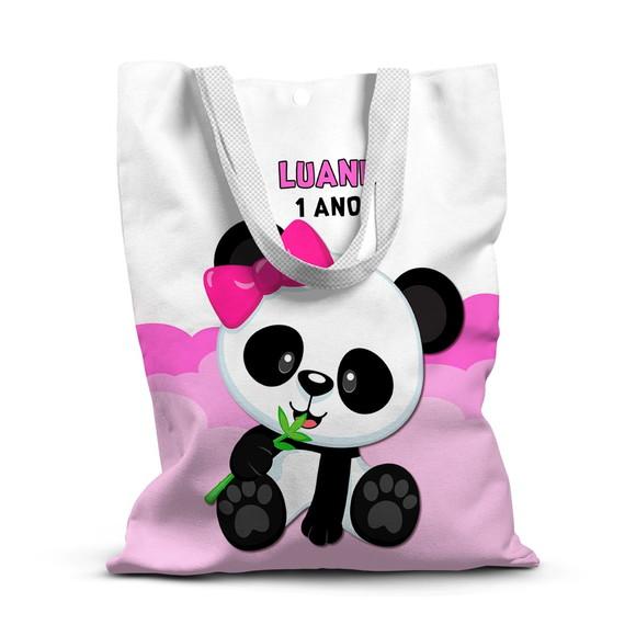 Sacolinha de Tecido para Festa Panda Rosa