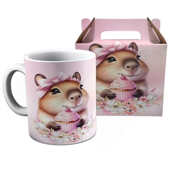 Kit Caneca na Caixinha para Festa Capivara Rosa