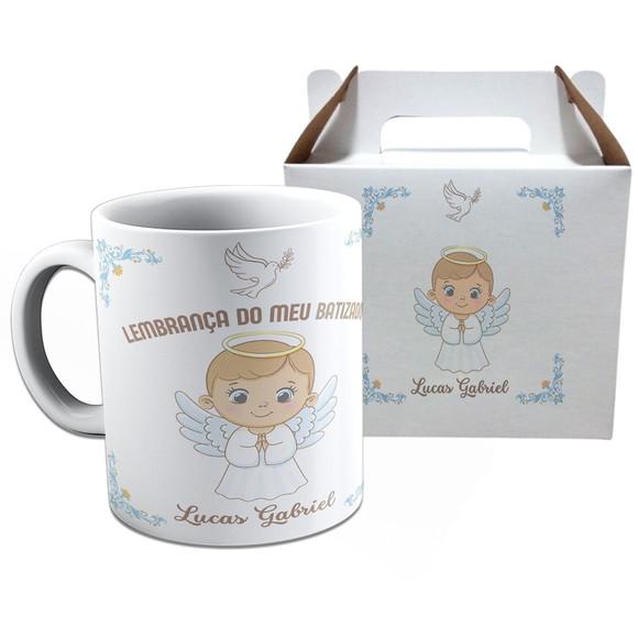 Kit Caneca na Caixinha para Festa Batizado Menino