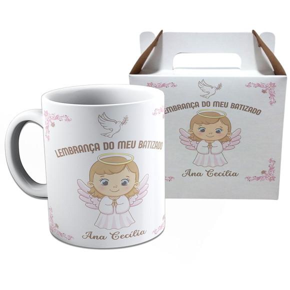 Kit Caneca na Caixinha para Festa Batizado Menina