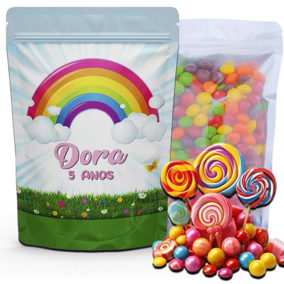 Saquinho em Pé p/ Guloseimas 12x19cm Festa Arco Íris