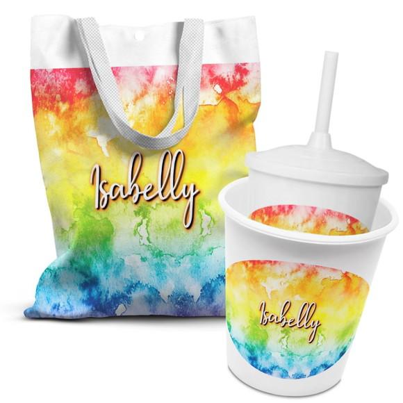 Kit Sacolinha +copo +balde Pipoca Tie Dye 3