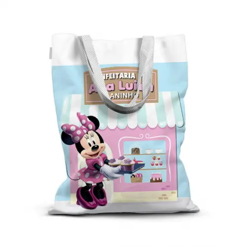 Sacolinha de Tecido para Festa Minnie Confeiteira
