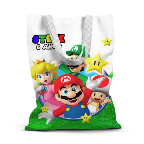 Sacolinha de Tecido para Festa Super Mário 1