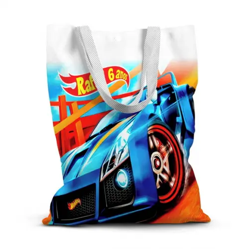 Sacolinha de Tecido para Festa Hot Wheels