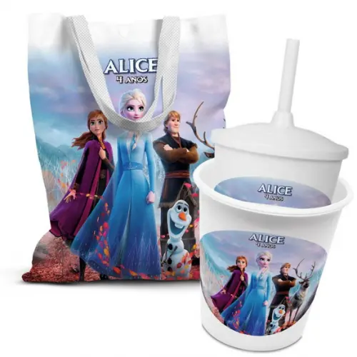 Kit Sacolinha +copo +balde Pipoca Frozen