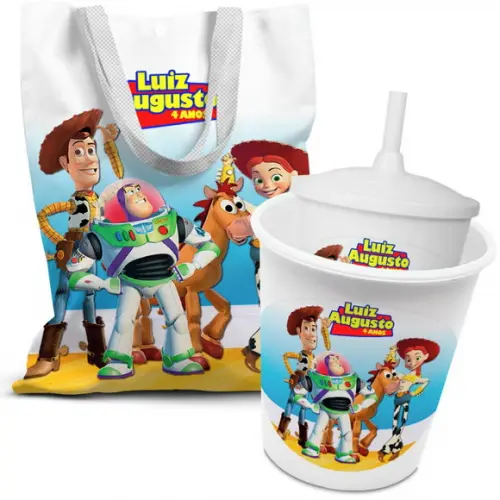 Kit Sacolinha +copo +balde Pipoca Toy Story