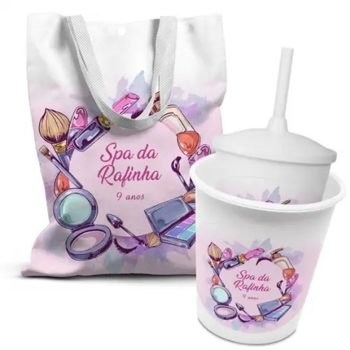 Kit Sacolinha +copo +balde Pipoca Spa de Beleza