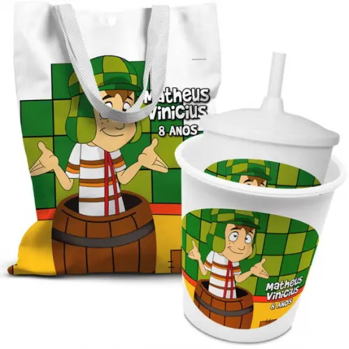Kit Sacolinha +copo +balde Pipoca Chaves